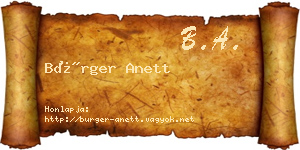 Bürger Anett névjegykártya