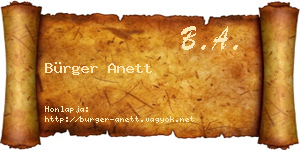 Bürger Anett névjegykártya