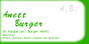 anett burger business card