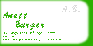 anett burger business card